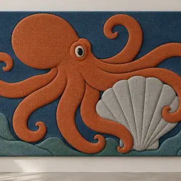 Ahtapot ve Deniz Kabuğu duvar tasarımı