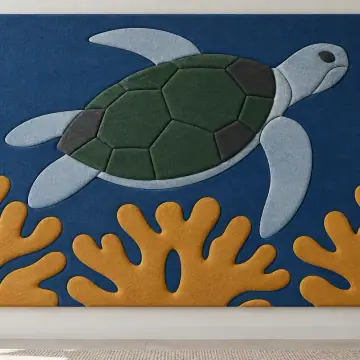 Mercan Üstünde Deniz Kaplumbağası duvar tasarımı