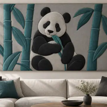 Bambu Arasındaki Panda duvar tasarımı