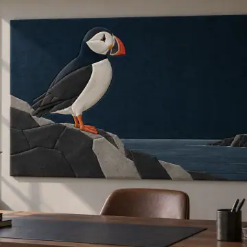 Kayalıktaki Deniz Papağanı duvar tasarımı