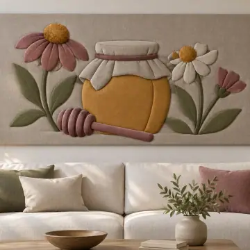 Bal Kavanozu ve Çiçekler duvar tasarımı